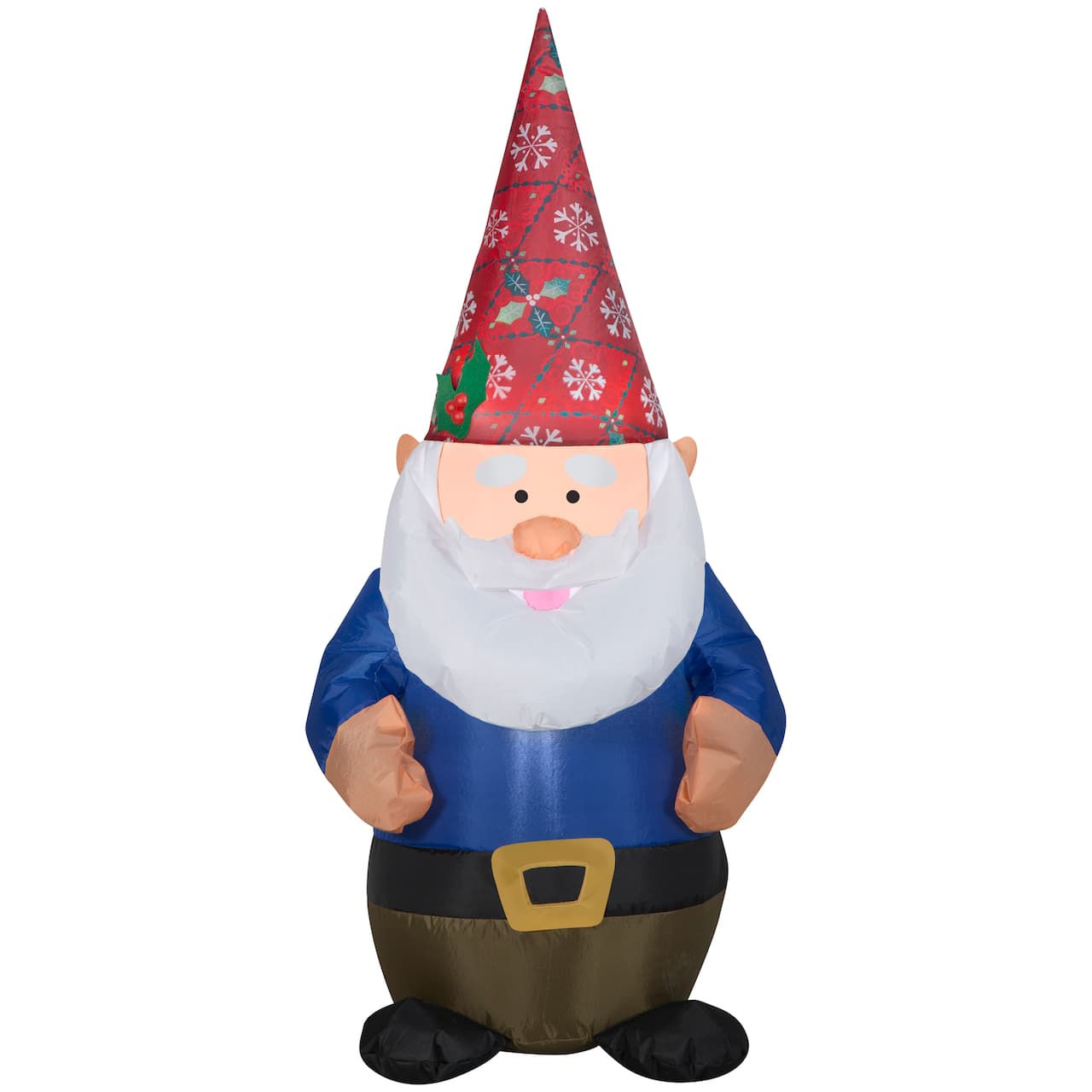 4ft. Airblown® Inflatable Christmas Gnome in Red Damask Hat